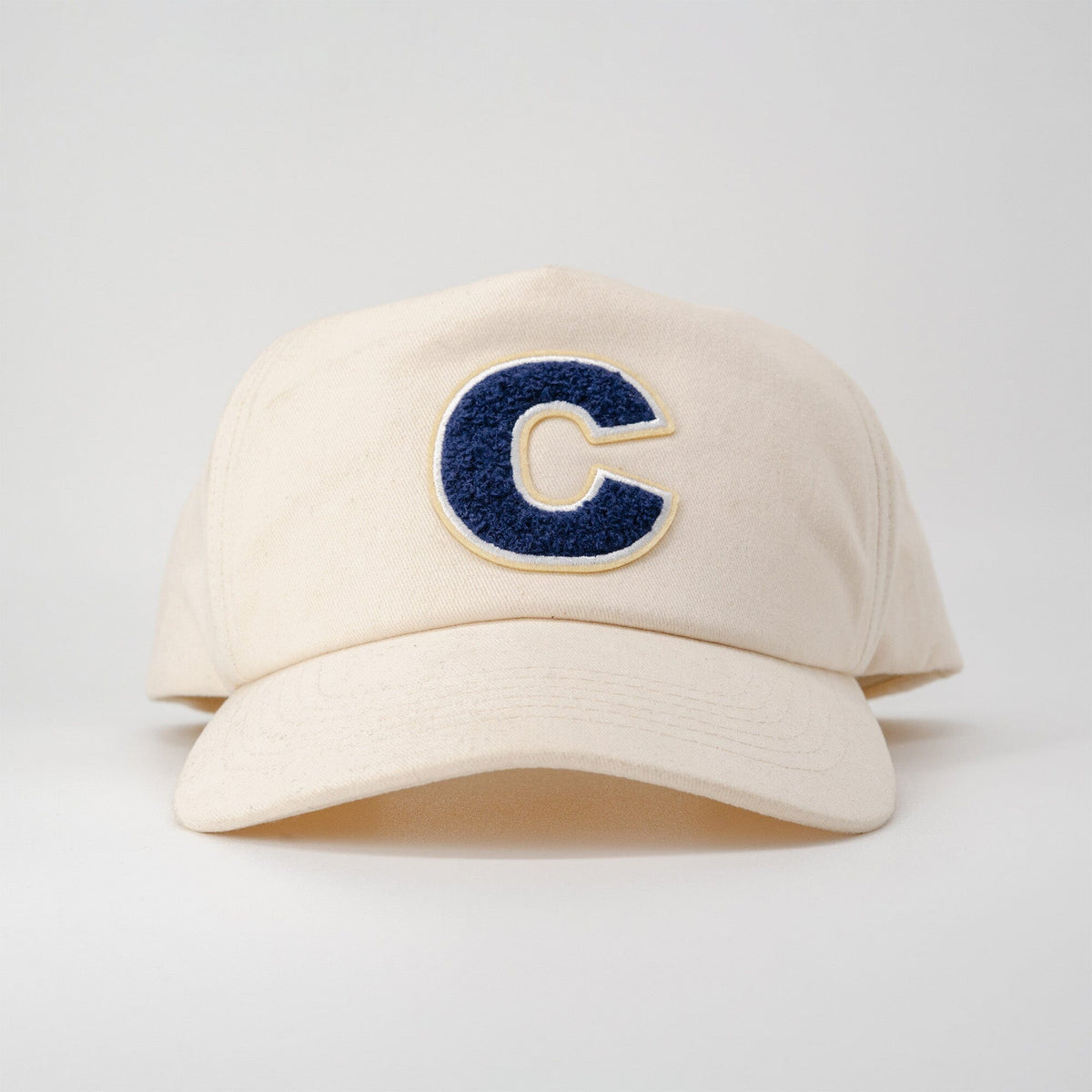 C Patch Hat Communal Vintage White Cotton Twill Mesh Flap